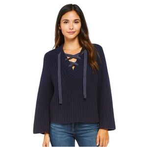 Aerie navy blue lace up sweater women’s medium